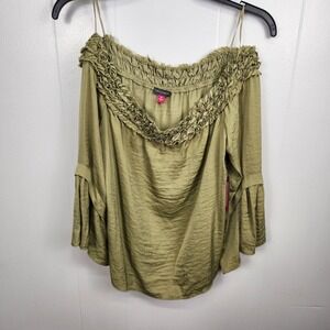 Vince Camuto Blouse Womens Medium Willow‎ Mosaic Seas F1 Bell Sleeve Top Shirt